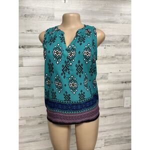 Sweet Rain Boho Aztec Print Tank Top Women’s Size Small Sleeveless Lightweight